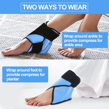Comfpack Ankle Ice Pack Wrap for Swelling, FSA Eligible, Heel Ice Pack for Pain Relief, Hot Cold Therapy Cold Pack for Plantar Fasciitis, Achilles Tendonitis, Ankle Sprain, Foot Pain, Black