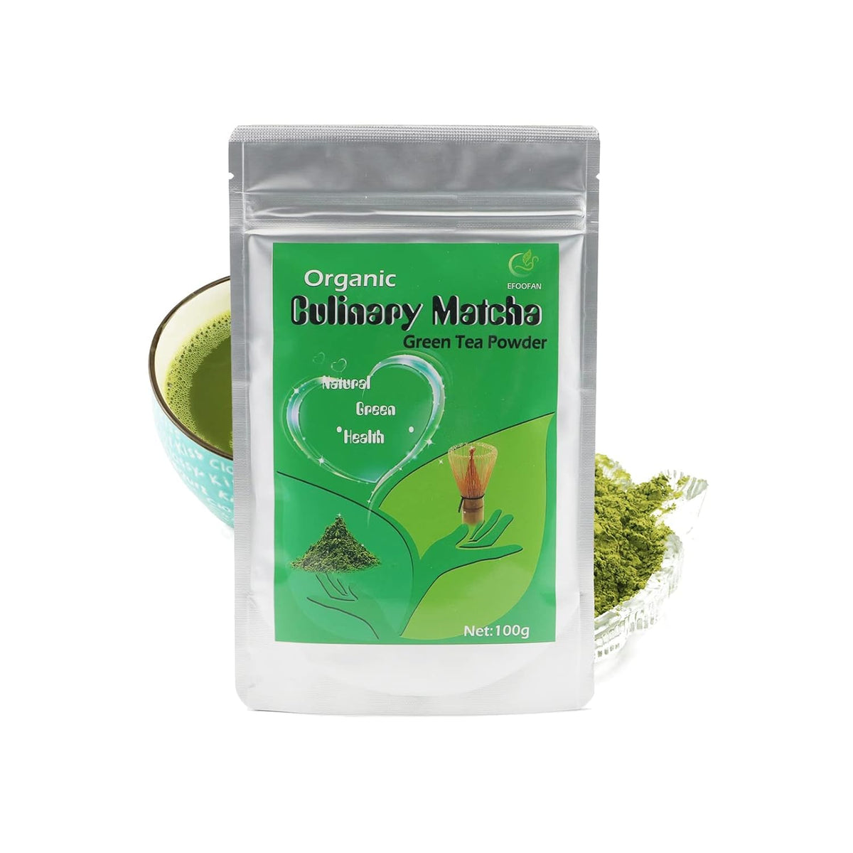 EFOOFAN Organic Ceremonial Matcha Powder, 1st Harvest Shade-Grown, 45g Tin