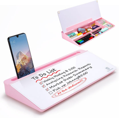 TSJ OFFICE Whiteboard Weekly Dry-Erase-Board - Desktop White Board Calendar Desk Organizers with Accessories Computer Keyboard Stand with Drawer, for Office, Home, School Supplies - White Calendar