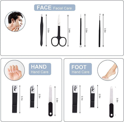 Manicure Set Men Finger and Toe Nail Clippers Set Professional Manicure Pedicure Kit with Travel Case Personal Care Tools Accessories Nail Grooming Kit Gifts for Men Women Father Mother