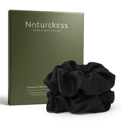 100% Mulberry Silk Scrunchies for Women, Oversized XL Hair Tie for Sleeping, Curly Thick or Thin Hair, No Damage Soft Silk Hair Accessory