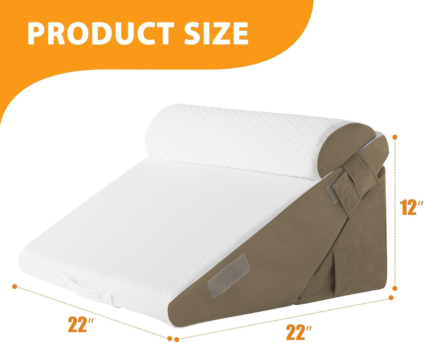 Ruqmuis 3PCS Wedge Pillow Set for After Surgery, Adjustable 9&12 Inch Bed Wedge Pillow for Sleeping, Incline Pillow Wedge for Headboard, Post Surgery, Acid Reflux, Neck&Back Support, White/Grey