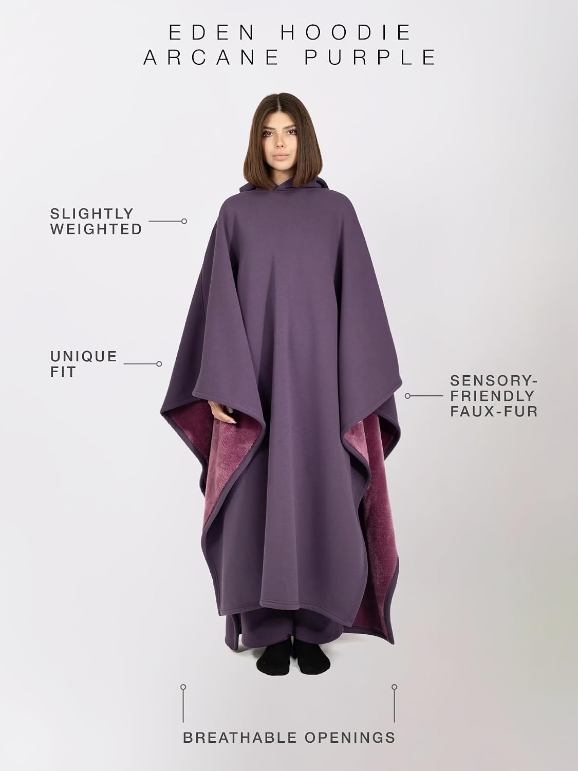 FREE THE SHEEP Eden Hoodie – Oversized Weighted Hoodie Cloak with Ultra-Soft Faux Fur Liner
