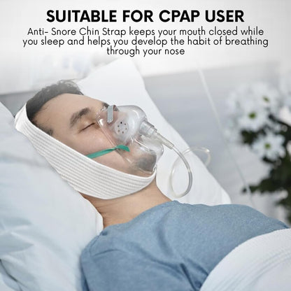 Bistras Super Deluxe White Chin Strap for Cpap Users - Anti Dry Mouth- Anti Snore Chin Strap Great Sleeping Solution for Men and Women to Keep Mouth Closed While Sleeping (1 pk)