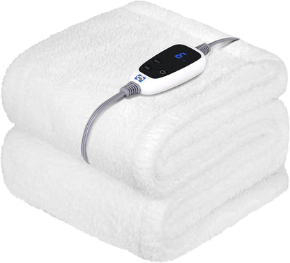 Sealy Electric Blanket Heated Throw 50"x60" Soft Double Sherpa Super Cozy with 6 Fast Heating Levels & 2-10 Hours Auto-Off, Over-Heat Protection, Machine Washable, Charcoal