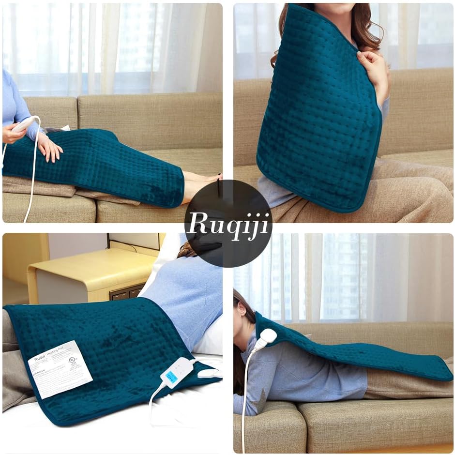 Ruqiji 19" x 24" Weighted Neck&Shoulder Heating Pad, 2.5lbs with 12 Temperature Settings&Countdown Timer,Pain Relief for Neck/Shoulders/Menstrual Pain(Dark Gray)