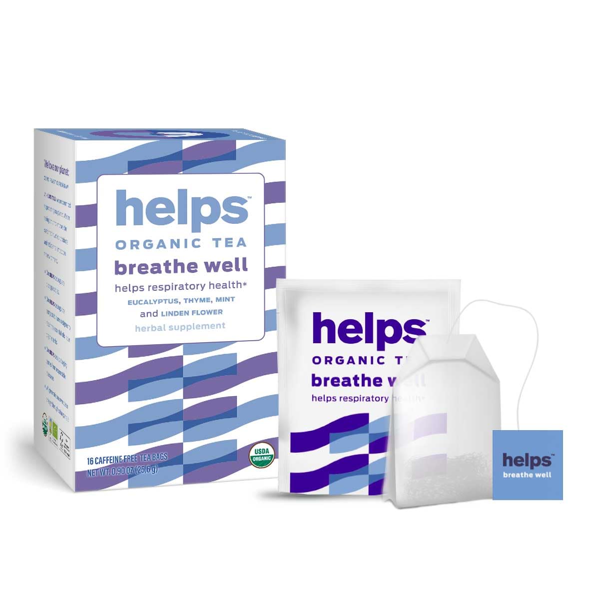 HELPS TEAS | Helps Breathe Well Tea | Organic herbal blend of Eucalyptus, Thyme, Tila and Mint that clear your sinuses and strengthening your inmune system | 16 Tea Bags - Pack of 3 |