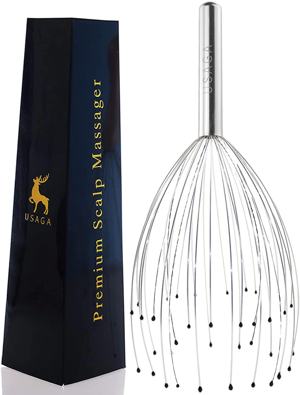 USAGA 36 Fingers Head Massager Scalp Massager Head Scratcher, Stocking Stuffers Gift for Scalp Body Relaxing (Black)
