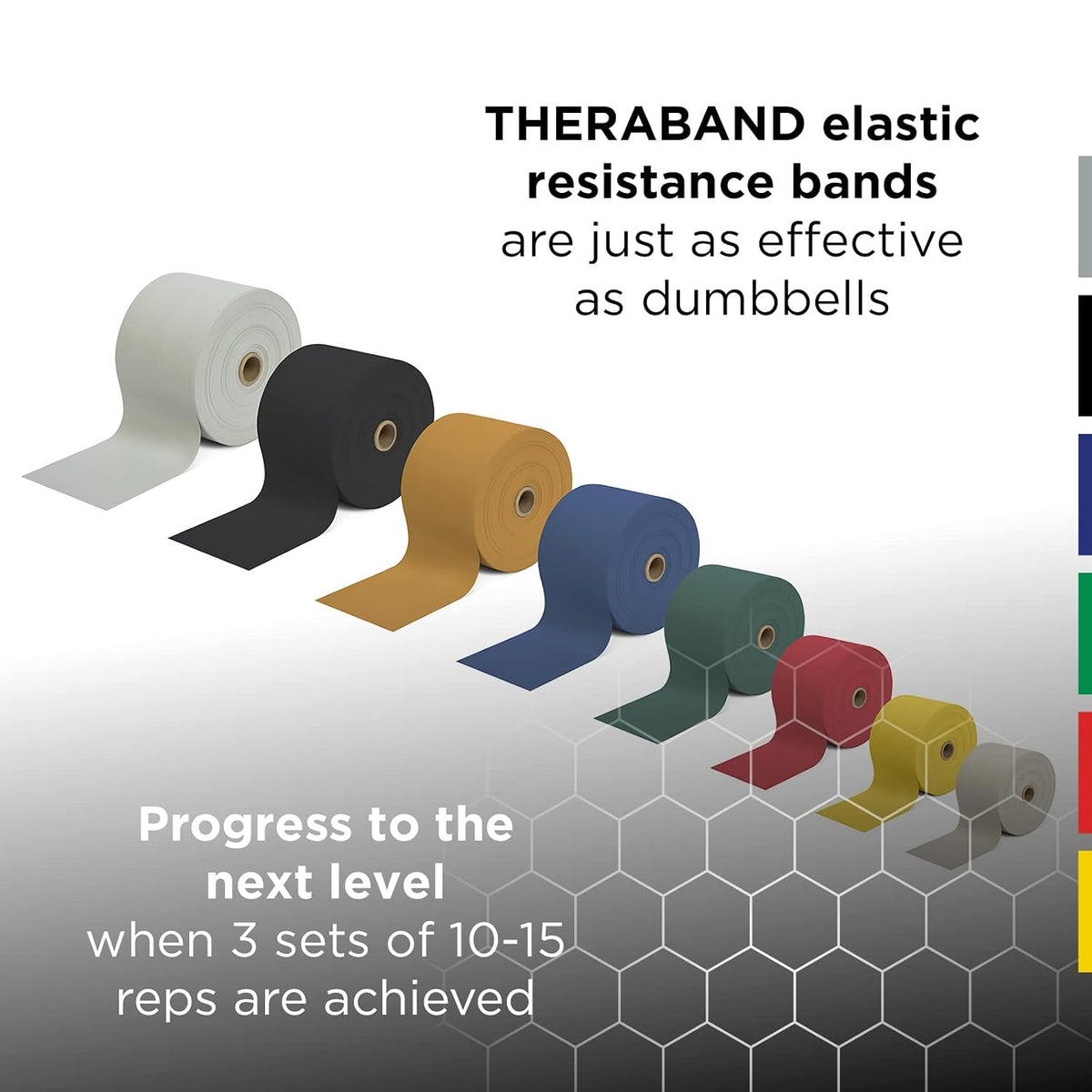 THERABAND Professional Latex Resistance Band Set, Pack of 7, 6 Ft