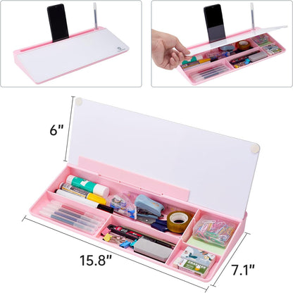 TSJ OFFICE Whiteboard Weekly Dry-Erase-Board - Desktop White Board Calendar Desk Organizers with Accessories Computer Keyboard Stand with Drawer, for Office, Home, School Supplies - White Calendar