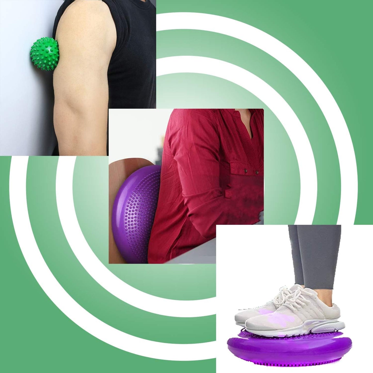 Wobble Cushion, Balance Disc, Wiggle Seat, Balance Pads for Physical Therapy, Stability Disc, Wobble Board for Dogs, Office, Sensory Kids, Classroom with Spiky Massage Ball