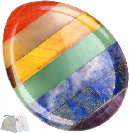 2PCS Worry Stone for Anxiety Tigers Eye Amethyst Healing Crystals Hand Thumb Stones Pocket Gemstones Meditation Accessories Oval Crystal Natural Relax Palm Stone Anxiety Relief Items Stocking Stuffers