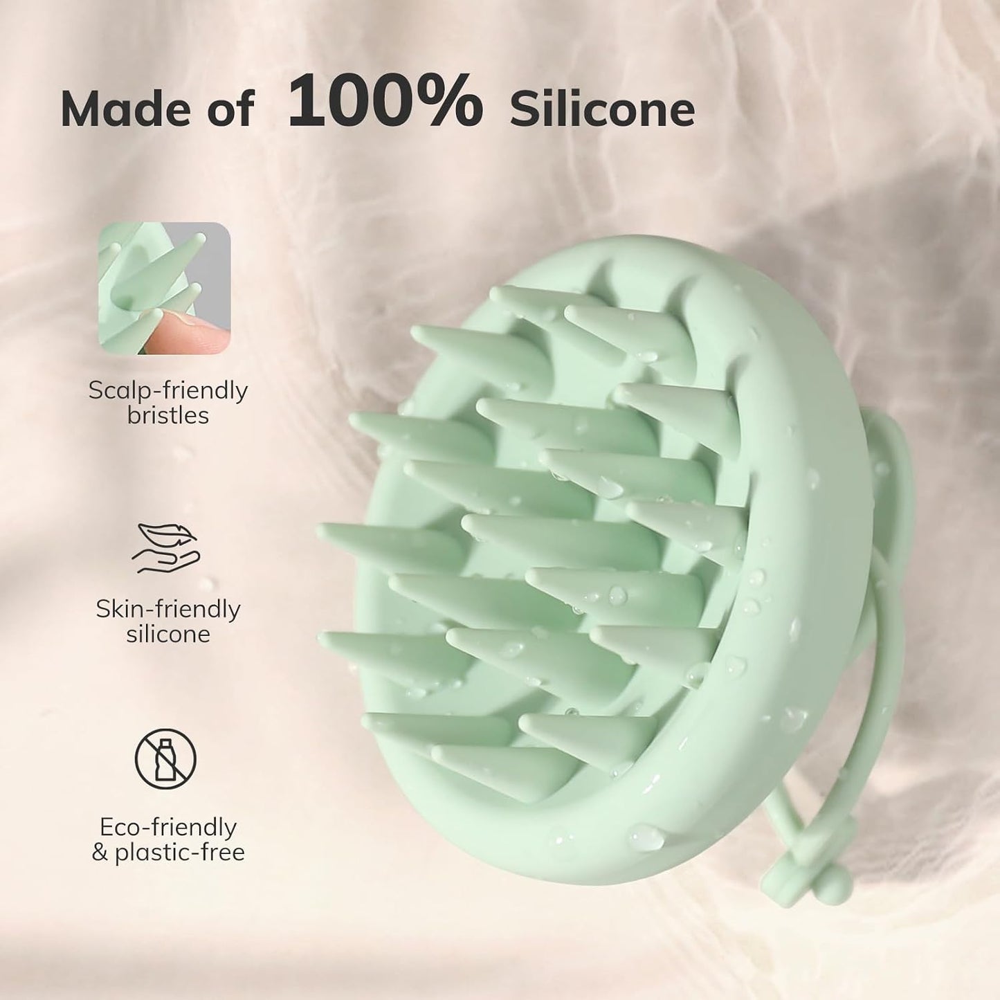 Sndyi Silicone Scalp Massager Shampoo Brush, Hair Scrubber with Soft Silicone Bristles, Scalp Scrubber/Exfoliator for Dandruff Removal, Wet Dry Scalp Brush for Hair Growth & Scalp Care, Oatmeal