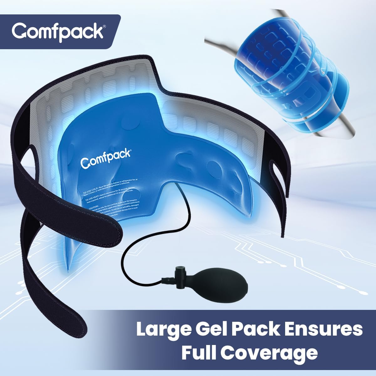 Comfpack Compression Knee Ice Pack Wrap for Sports Injuries, Large Knee Brace with Ice Pack for Swelling and Recovery Support, Sprains, Meniscus Tear, Osteoarthritis, ACL