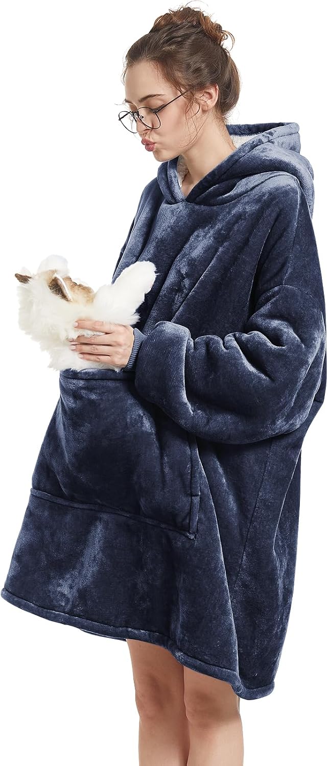 Aemilas Wearable Blanket Hoodie - Warm Sherpa Blanket Sweatshirt as Gifts for Adult Women Mom Men, One Size Fits All