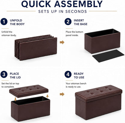 ALASDO Storage Ottoman Footrest Stool Small Ottoman with Storage Foldable Ottomans Foot Rest Footstool Bench for Living Room 17x13x13inches Grey