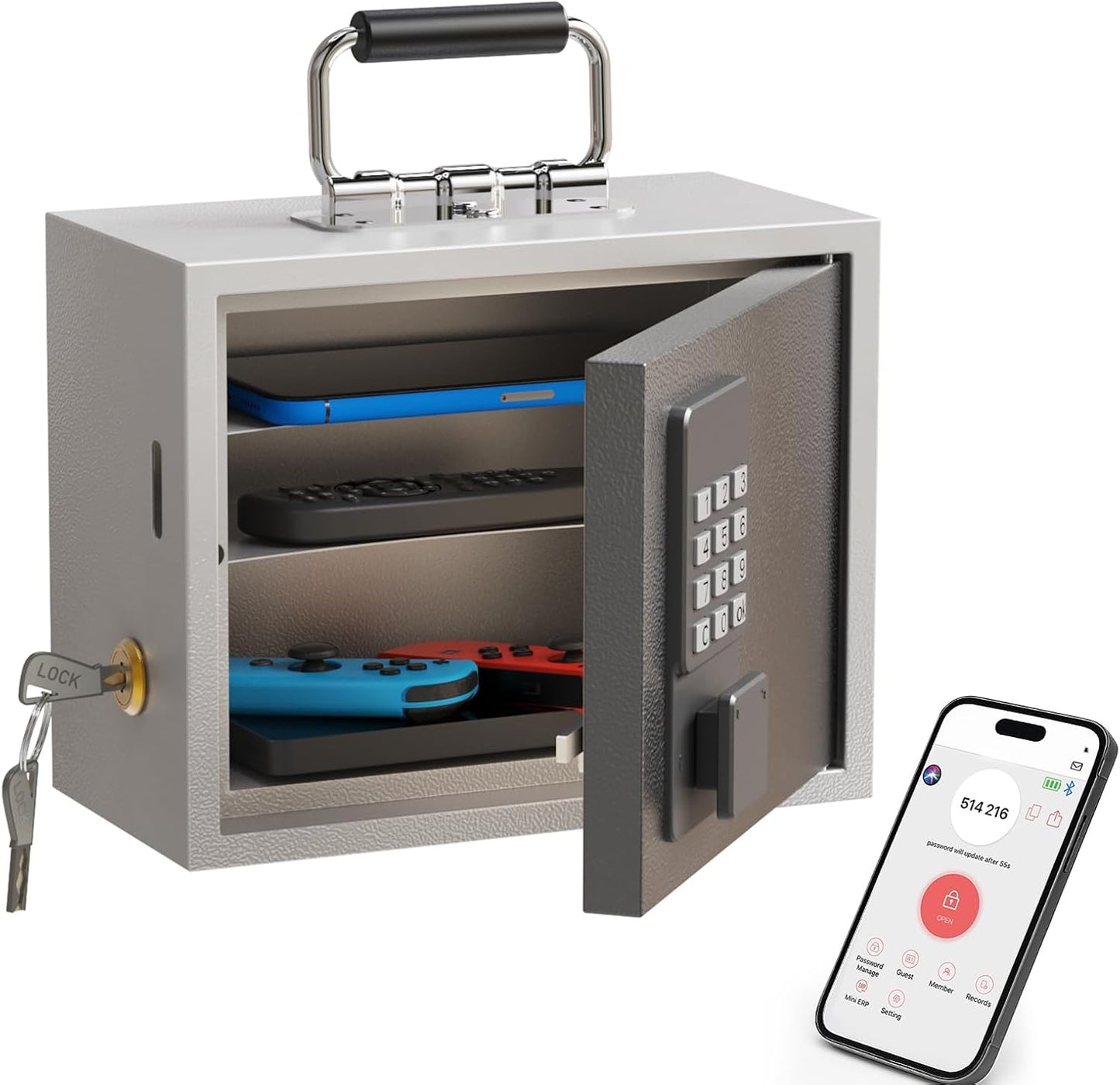 WeHere Phone Lock Box, Reduce Screen Time & Cravings, Time Lock Box with Time Period Password & App, 3 Unlock Modes, Phone Jail for Kids & Adults Focus Back