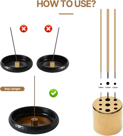 6 Inch Incense Holder with Ash Catcher,Handmade Crack Blue Glaze Ceramic Incense Burner Bowl with 9-Hole Design for Sticks,Cones,Coils Sage,Palo Santo - Perfect for Meditation,Yoga & Zen Home Décor