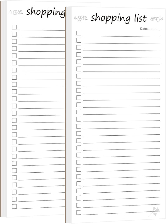 Shopping List Notepad, Grocery List Task Planner Writing Pad, 2 Pack 3.7x8.5, Store, Market, Pad for Planning, Simple Stylish To-Dos Memo Pad for Planning, Tasks, Appointments, Reminders, Home, Office - 50 Sheets per Pad (Shopping List, 3.7" x 8.5")