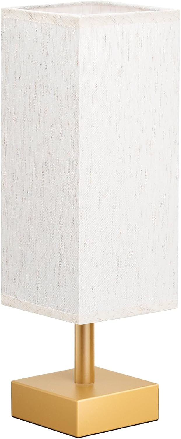 aooshine Small Table Lamp for Bedroom - Bedside Lamps for Nightstand, Minimalist Night Stand Light Lamp with Square Fabric Shade, Desk Reading Lamp for Kids Room Living Room Office Dorm