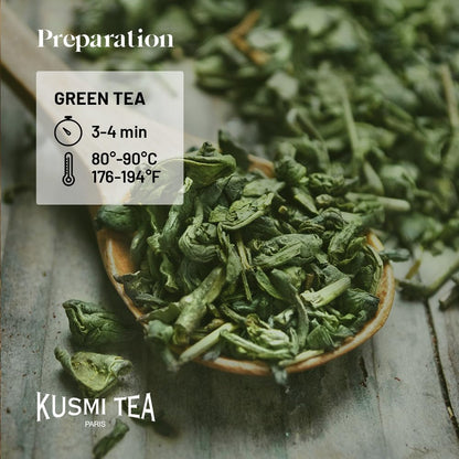 Kusmi Tea - Green Rose - Organic Green Tea With Natural Rose Flavores - 100% Organic Blend of Green Tea - Loose Leaf Tea - Tin Box of 3.5 oz - Quantity for about 50 cups