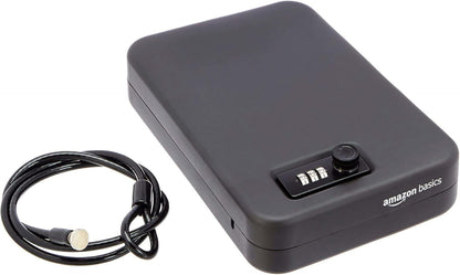 Amazon Basics Portable Security Case Lock Box Safe with Combination Lock for Documents, Valuables, Personal Items, Dorm Room, Home, Large, Black