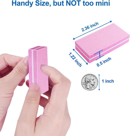 Pink Professional Nail Buffer Set - 30 Pcs, Acrylic & Natural Nails, 100/180 Grit Buffer Blocks