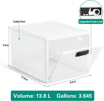 2 Pack Large Medication Lock Box, Lockable Medicine Storage Box for Medicine Safe/Phone/Refrigerator/Personal Items/Home/Office/Dorm, Black