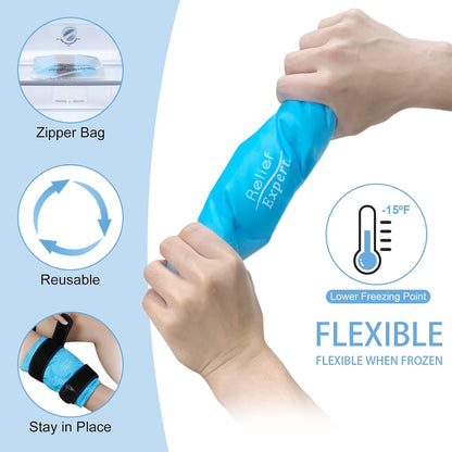 Relief Expert Knee Ice Pack Wrap Around Entire Knee, Large Ice Pack for Leg Soothing Discomfort, Reusable Ice Wraps with Cold Compress for Musclar Relaxation, Post-Workout Recovery,L