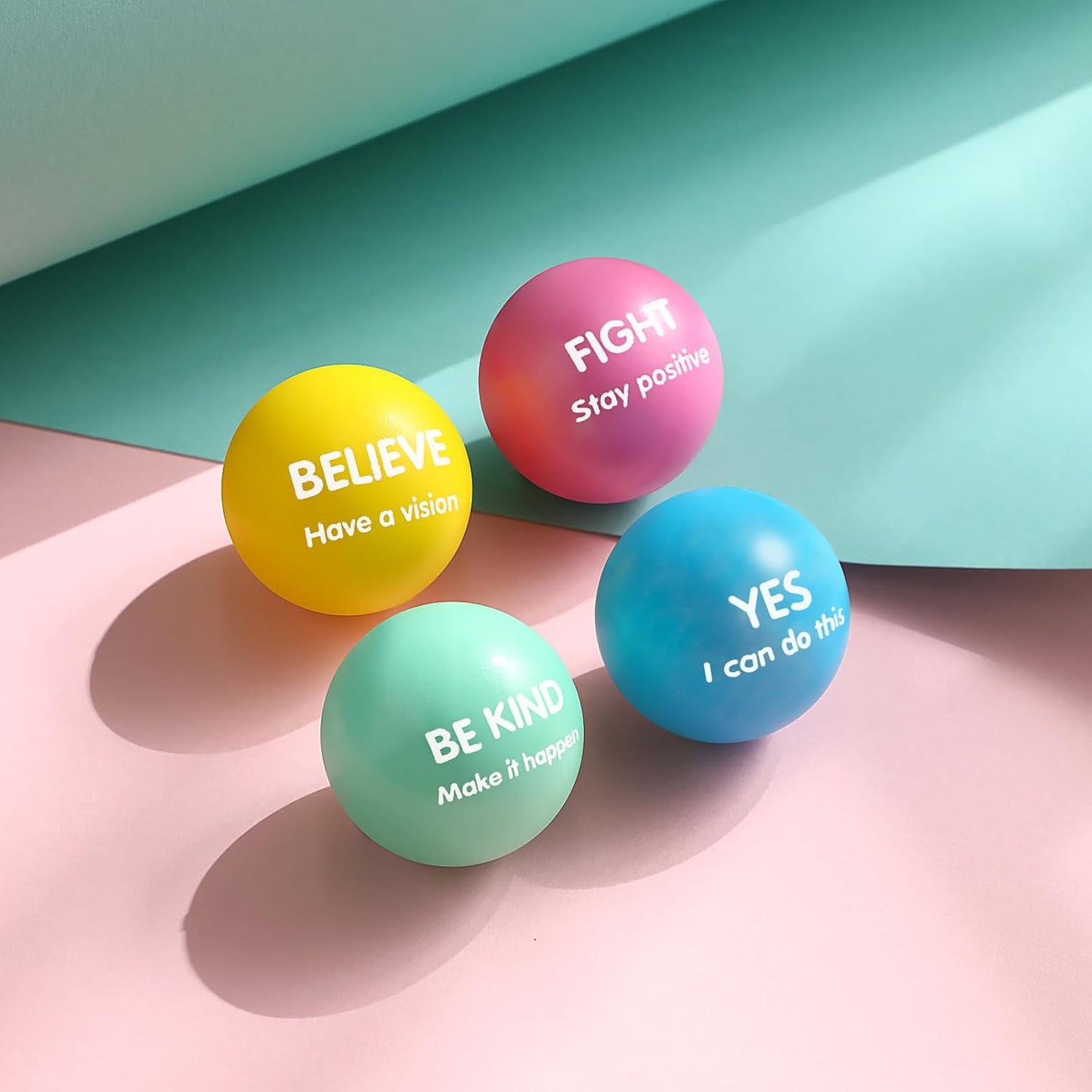 Liliful 100 Pcs Motivational Stress Balls Bulk Inspirational Squeeze Balls for Adults Anxiety Relief Fidget Toys Office Employee Gifts Classroom Rewards 2.2 Inch (Bright Colors)