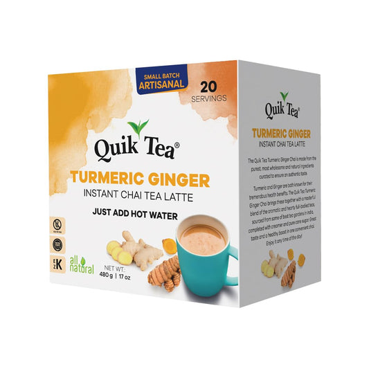 QuikTea Instant Chai Tea Latte Mix, Turmeric Ginger, 20 Sachets