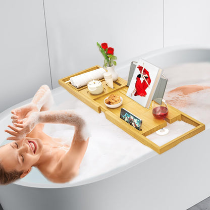 Banlilu Bathtub Tray - Bath Tray Expandable - Bath Tub Tray Table for Bathtub, Ajustable Size, Fits Most Tubs