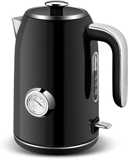 Pukomc Electric Kettle,1.7L Stainless Steel Electric tea kettle with Temperature Gauge, Fast Boiling, Auto Shut - off, BPA - Free, Boil - Dry Protection, (Retro Green)