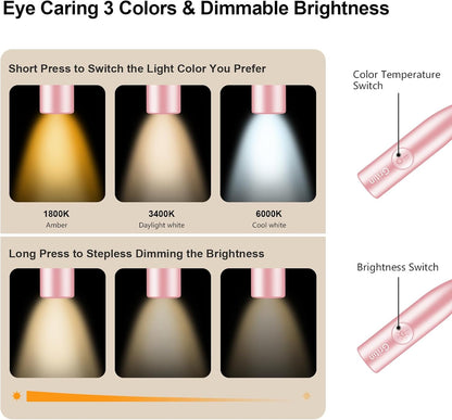 Gritin Book Light,Eye Caring 3 Colors & Stepless Dimming Neck Reading Light