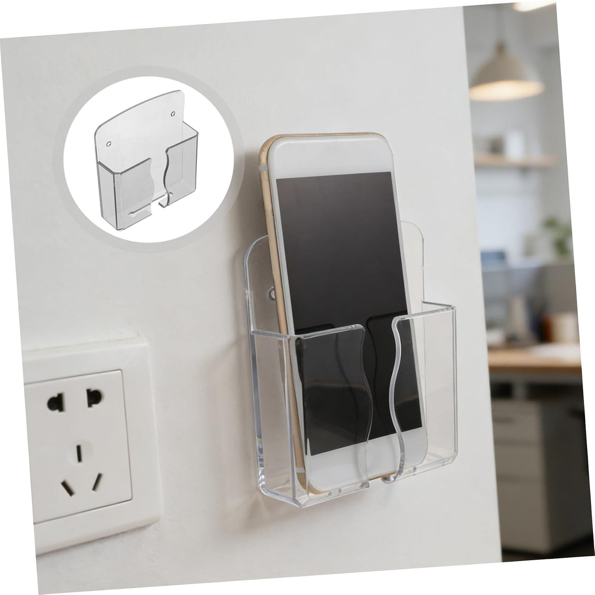 Lurrose Wall Mount Phone Charger Stand with Charging Hole, 4 Pack PC