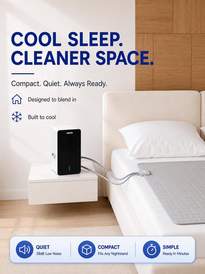 SAITRIO Cooling Mattress Pad, Active Hydro-Powered Bed Cooling System for Night Sweats, Menopause & Hot Sleepers - Ultra-Thin Mattress Topper, Quiet & Clean, Double/Full Size (55"x63" Pad)