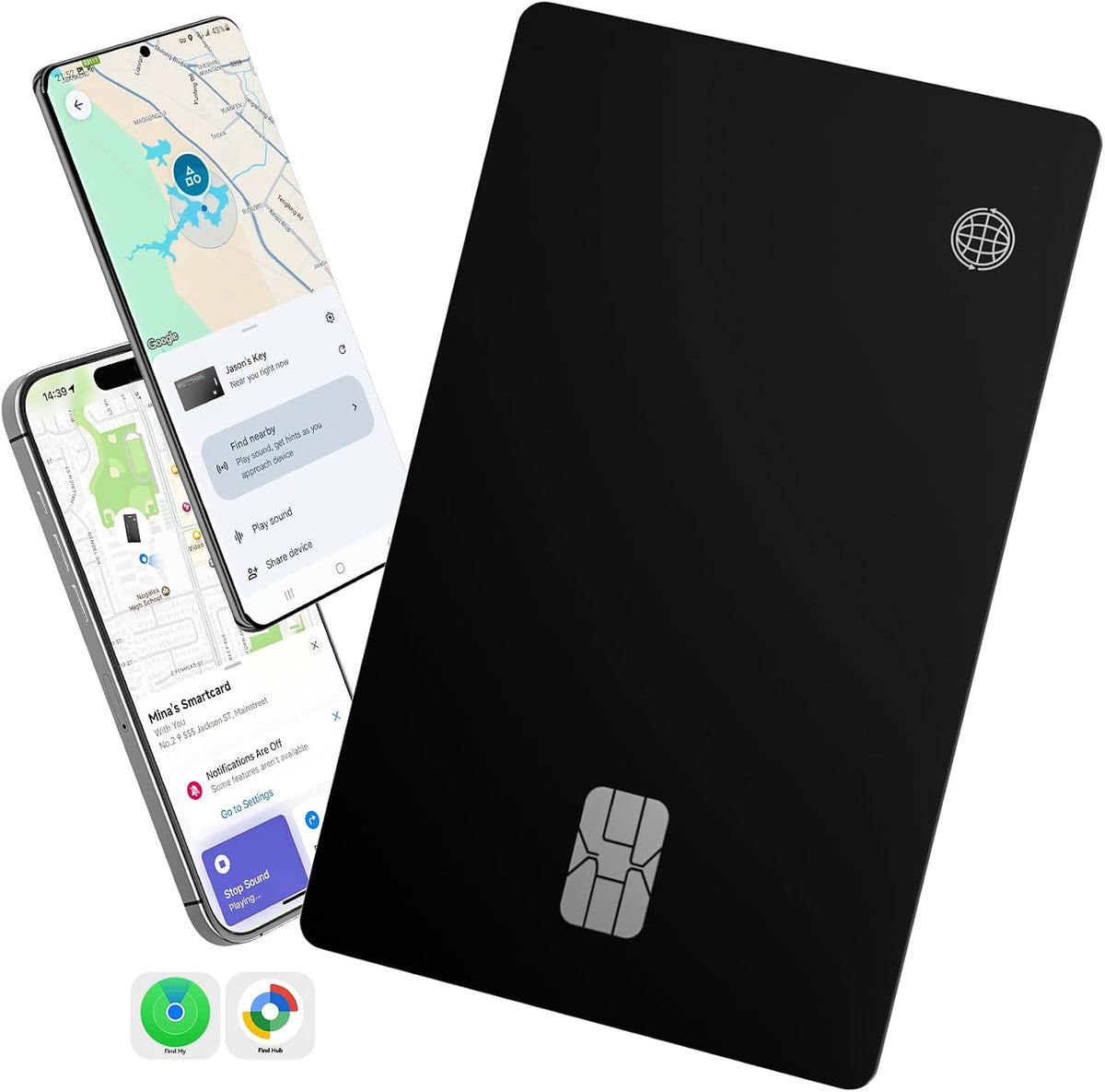 Dual-Platform Wallet Tracker Card, Wireless Rechargeable 0.07in Slim Tracking Card,Work with Apple Find My & Google's Find Hub, Item Locator, Credit Card Size Tracker, IP68 Waterproof, Keys, Bags