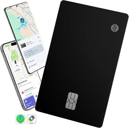 Dual-Platform Wallet Tracker Card, Wireless Rechargeable 0.07in Slim Tracking Card,Work with Apple Find My & Google's Find Hub, Item Locator, Credit Card Size Tracker, IP68 Waterproof, Keys, Bags