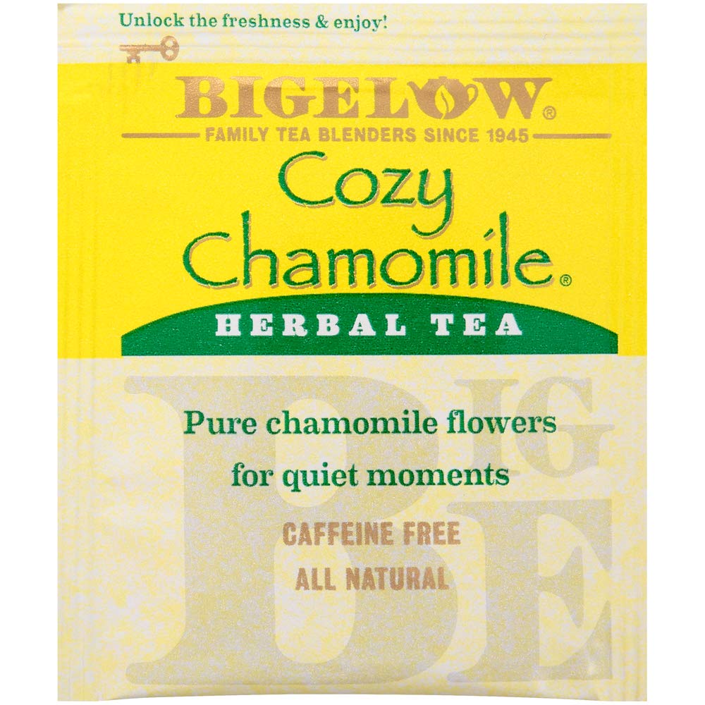 Bigelow Cozy Chamomile Herbal Tea,Caffeine Free Tea with Chamomile Flowers, 100 Count Box (Pack of 1)