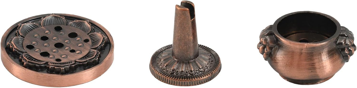 Incense Burner, Copper Incense Holder Cone Holder Gourd Incense Burner for Joss Stick, Tower Incense, Incense Coil (3 Styles)