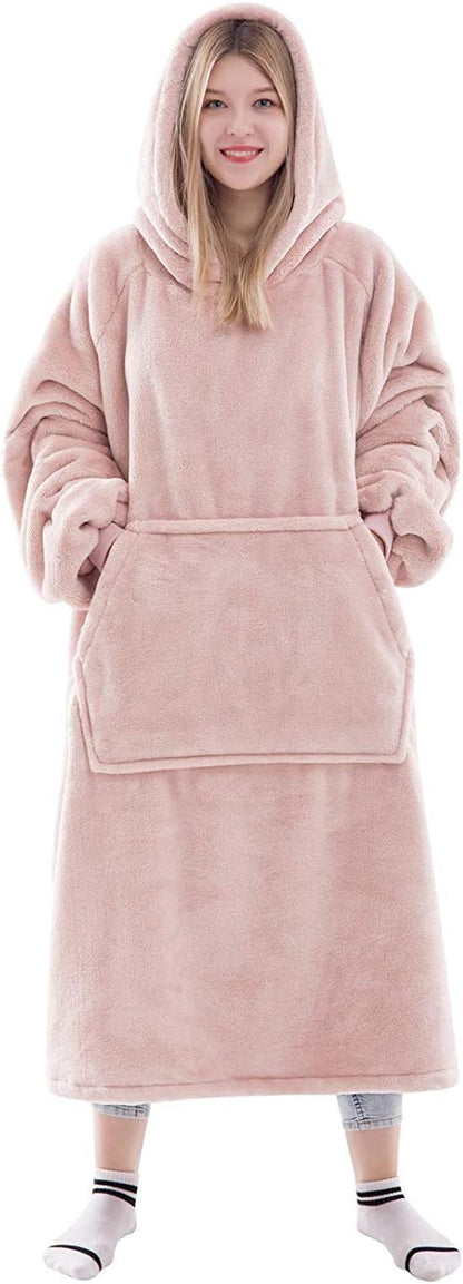 Waitu Wearable Blanket Sweatshirt Gifts for Women and Men, Warm and Cozy Giant Blanket Hoodie, Thick Flannel Blanket with Sleeves and Giant Pocket - Dark Gray