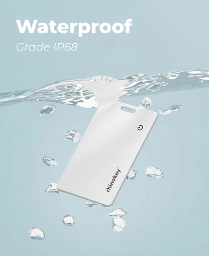 Rhinokey® Apple Find My Wallet Tracker Card, MFi Certified Bluetooth Tracker for iPhone, 0.07in Slim Credit Card Item Finder, IP68 Waterproof Rechargeable, Locator for Wallet, Luggage, Passport