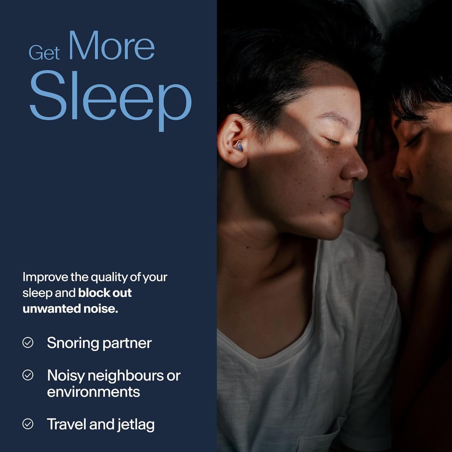 Alpine SleepDeep Earplugs for Sleeping – Side Sleepers & Snoring – Ultra-Soft Noise Reducing Earplugs – 27dB SNR – Hypoallergenic, Silicone-Free – 2 Pairs (S + L)