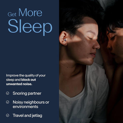 Alpine SleepDeep Earplugs for Sleeping – Side Sleepers & Snoring – Ultra-Soft Noise Reducing Earplugs – 27dB SNR – Hypoallergenic, Silicone-Free – 2 Pairs (S + L)