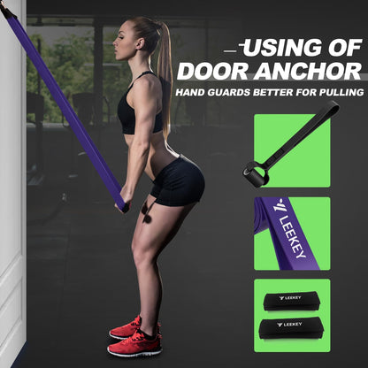 LEEKEY Pull Up Assistance Bands,5-125LB Resistance Bands with Grip、Door Anchor、Gym Bag - Exercise Bands for Full-Body Training, Fitness, Physical Therapy -USA Original Patent