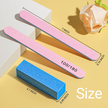 TsMADDTs Nail Files and Buffers, Professional Manicure Tools for Nail Care | Durable Emery, For Natural Or Acrylic Nails, Shaping and Polishing, Salon-Quality, DIY or Pro, 12PCS 100/180 Grit Nail Files