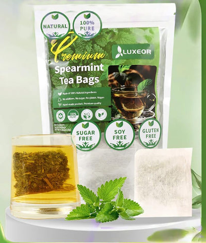 Kuting Premium Spearmint Tea Bags, 100% Natural Herbal Mint Tea, Sugar Free, Gluten Free, Soy Free, Non-GMO, 40 Count Round Eco-Conscious Teabags