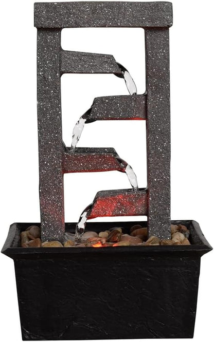 GOSSI Indoor Water Fountain Stump Rain Drop Meditation Desk Fountain Artistic Relaxation Waterfall for Home and Office Decor (22013)