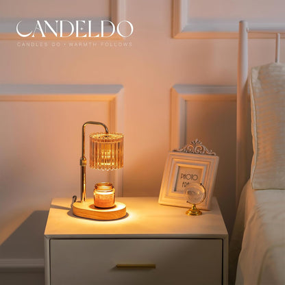Candeldo Candle Warmer Lamp with Timer: Black Candle Warming Lamp Height Adjustable Wax Melt Warmer Dimmable Modern Farmhouse New Home Bedroom Decor Mothers Day Housewarming Gift for Women