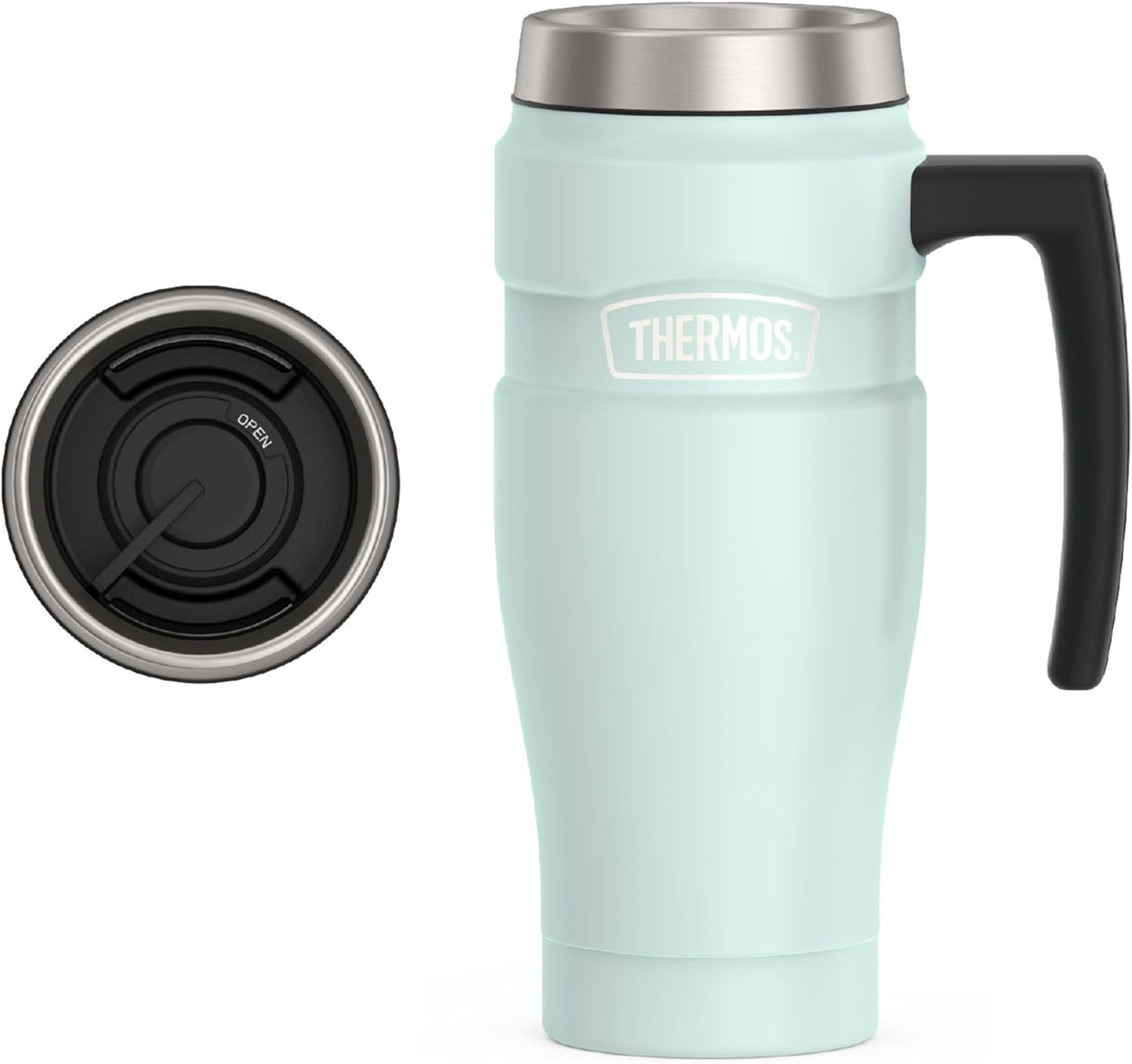 THERMOS Stainless King Vacuum-Insulated Travel Tumbler, 16 Ounce, Matte Steel